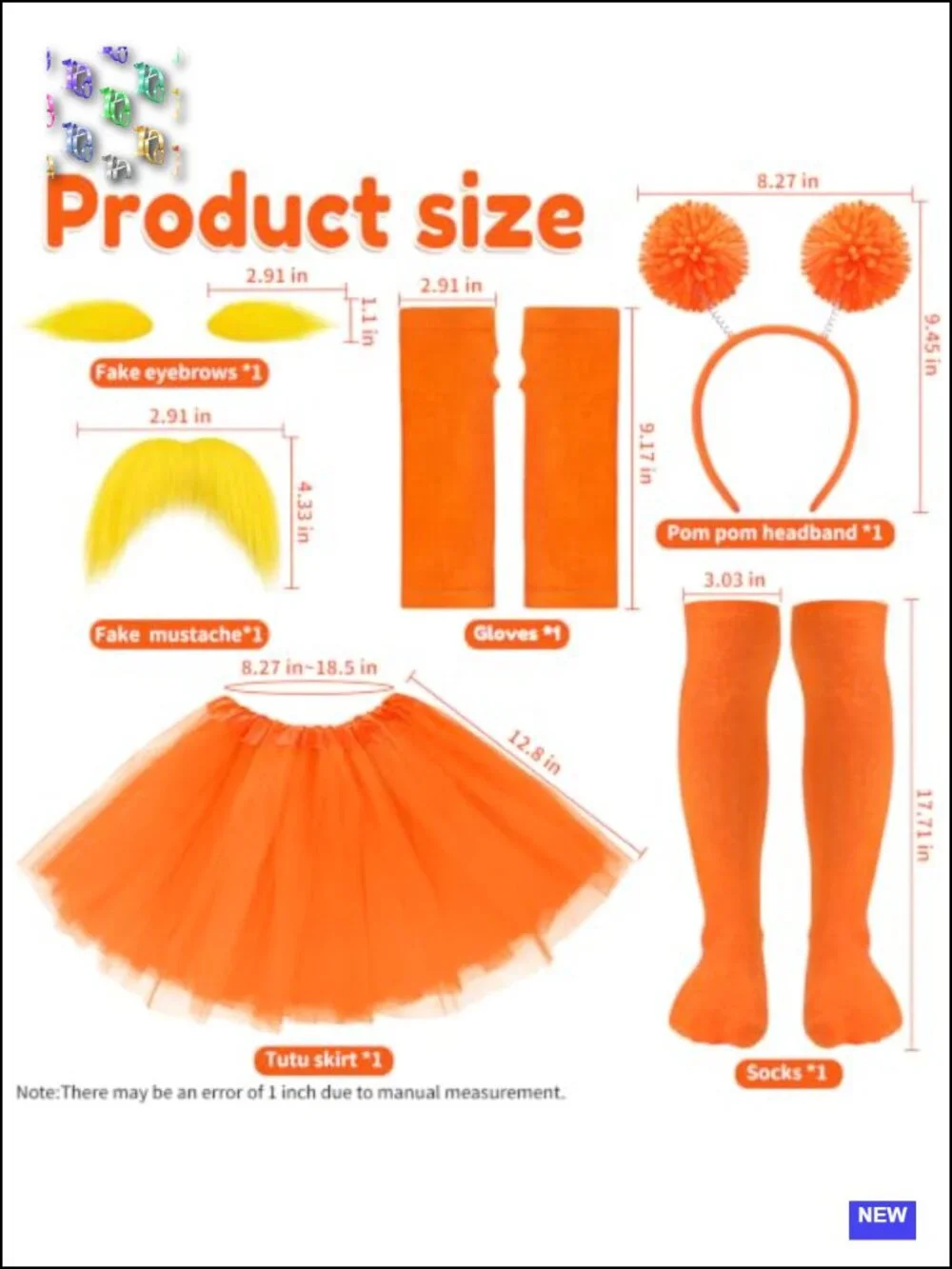 Kids Halloween Costume Set 5pcs Tutu Headband Gloves Socks
